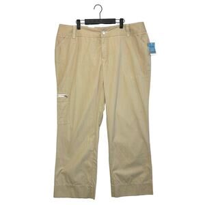 Izod Barcelona Straight Leg Casual Pants NWT Women's Sz 20W Beige Cotton